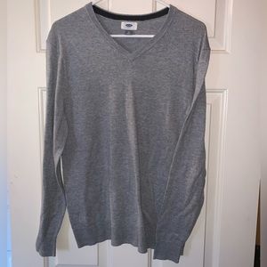 Men’s Light Gray V Neck Sweater